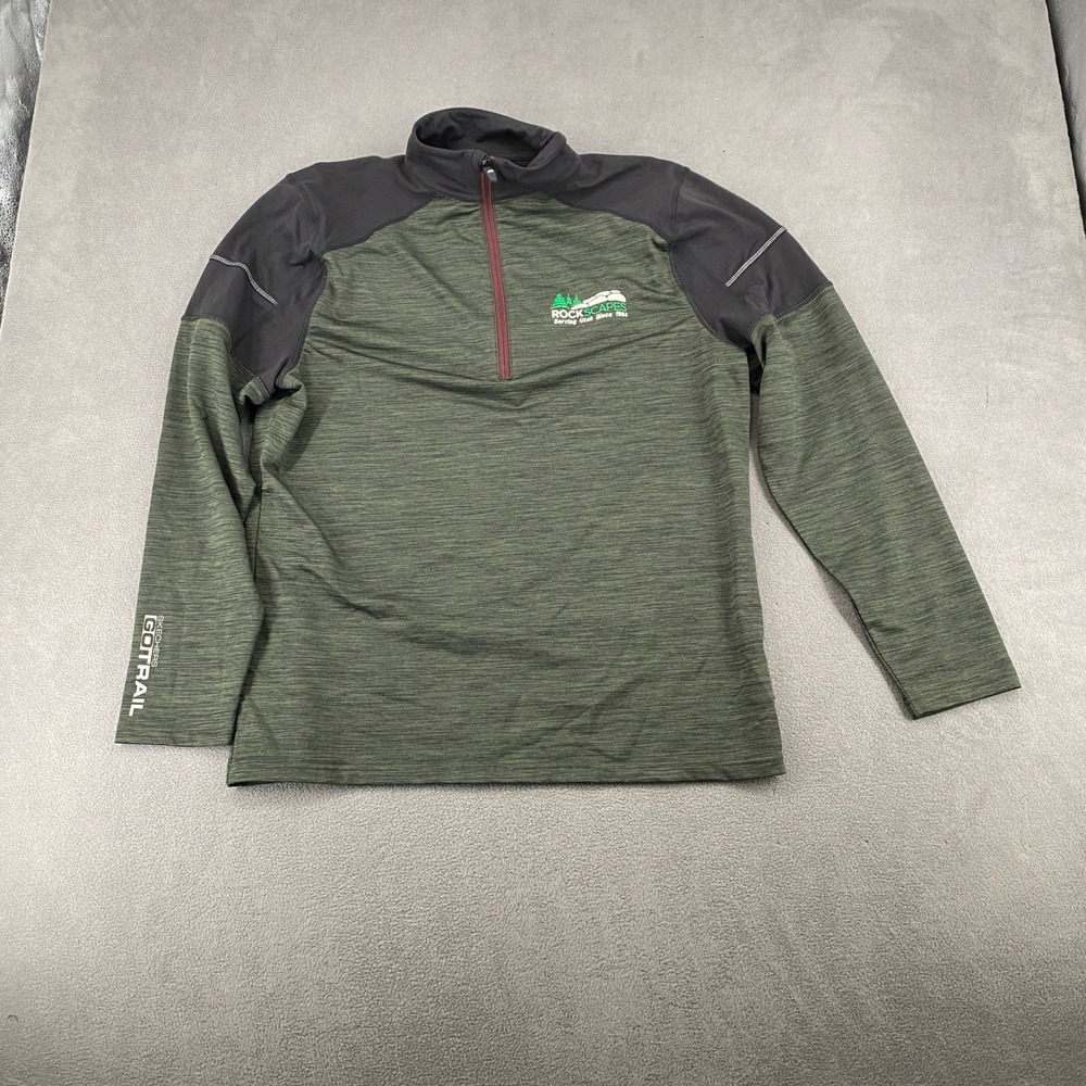 Skechers Performance GOtrail Mens Large 1/4 Zip Pullover Green Space Dye Hiking